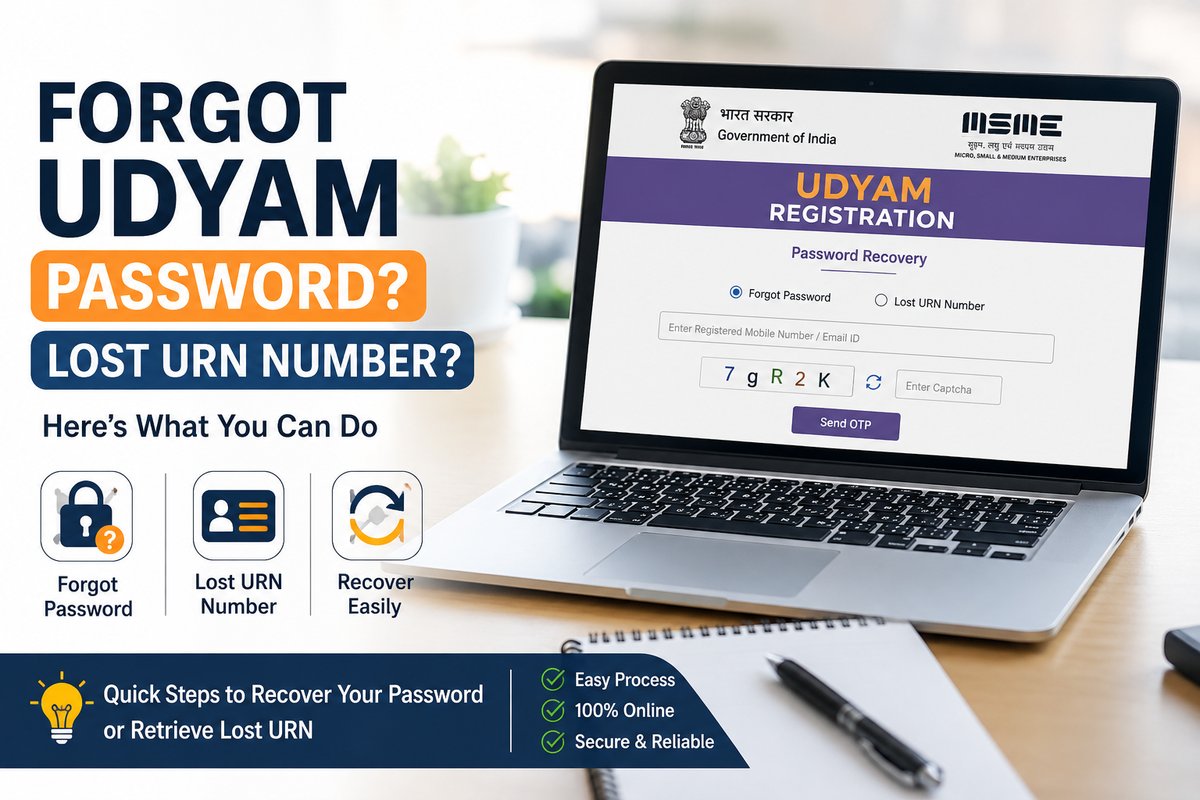 Indian entrepreneur searching through documents for a lost Udyam Registration Number (URN)
